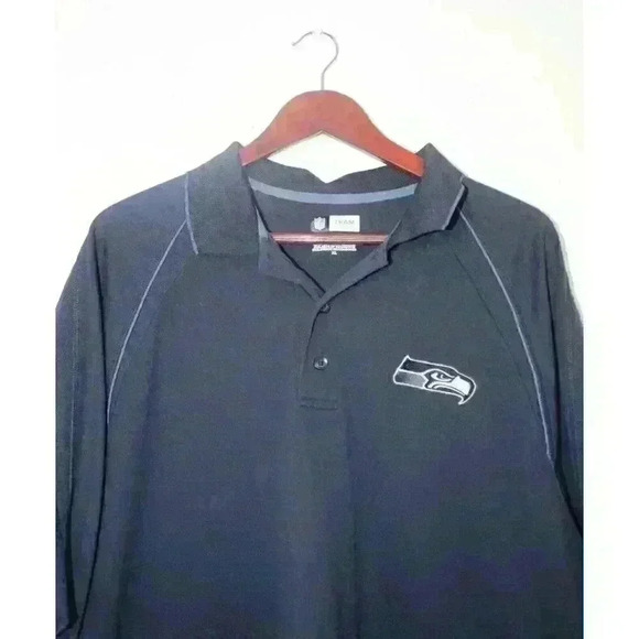 Seattle Seahawks NFL Licensed Team Apparel Logo Football Polo Shirt Blue Mens XL - Picture 2 of 16